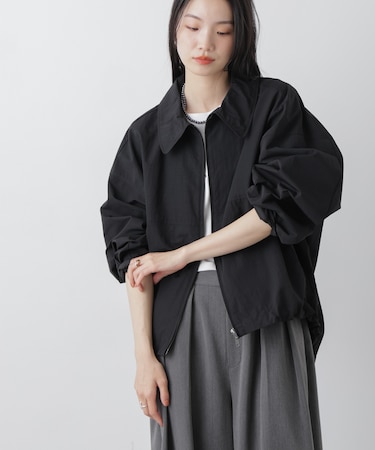 撥水＆花粉ガード コクーンシルエットジップブルゾン