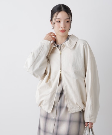 撥水＆花粉ガード コクーンシルエットジップブルゾン