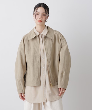 撥水＆花粉ガード コクーンシルエットジップブルゾン