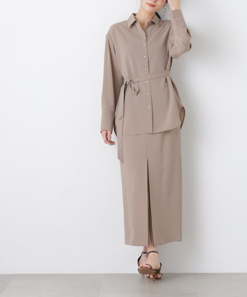 ハイツイストドライタックスリットロングスカート(セットアップ可)