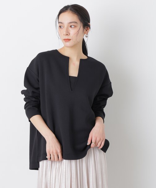 ダンボールカットキーネックスリットトップス