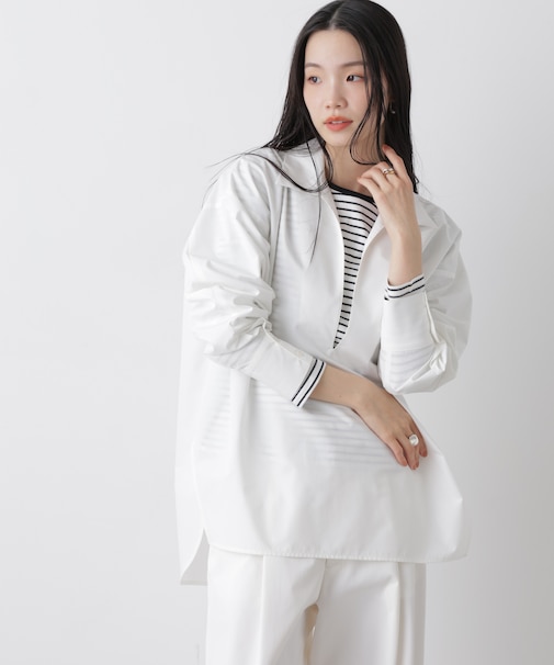 ディープVスキッパープルオーバーシャツ