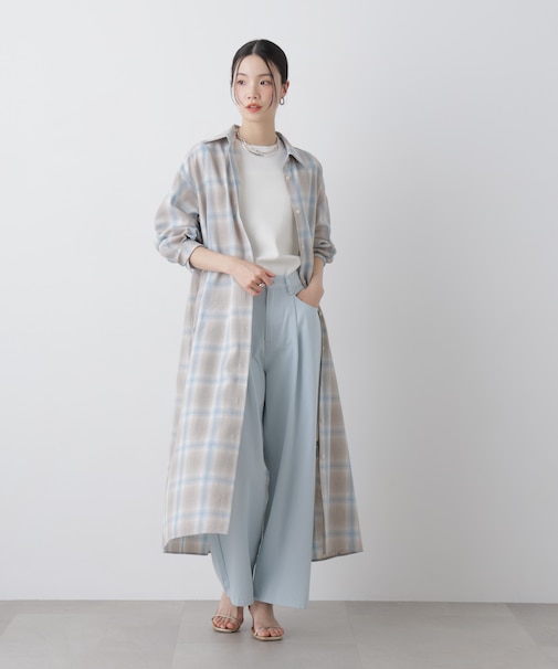 オンブレーツイルチェックシャツワンピース