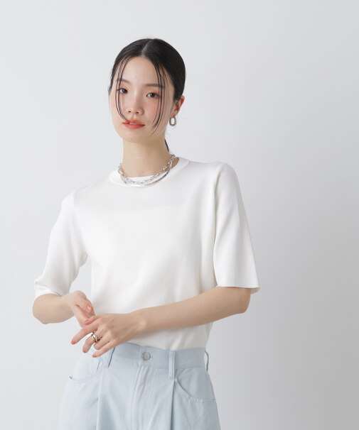 洗濯機洗い可UVカット接触冷感半袖ニット