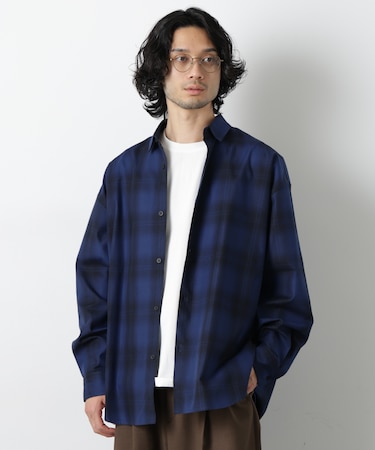 ビッグドレープチェックシャツ 長袖