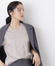 DressT／シルケットスムースVネックソフトドルマンTシャツ