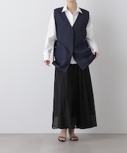 シアーオーガンジータックフレアスカート