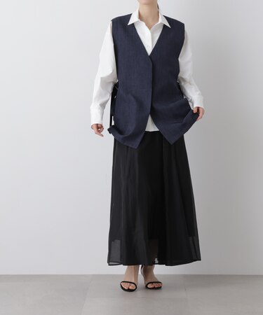 シアーオーガンジータックフレアスカート