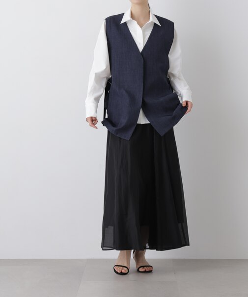 シアーオーガンジータックフレアスカート