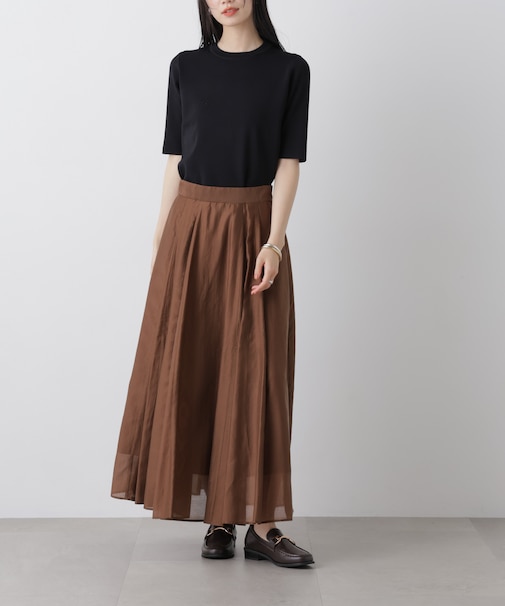 シアーオーガンジータックフレアスカート