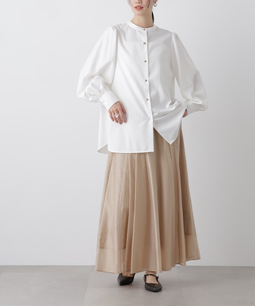 シアーオーガンジータックフレアスカート