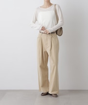 コットンツイルタックワイドパンツ