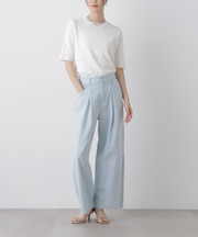 コットンツイルタックワイドパンツ