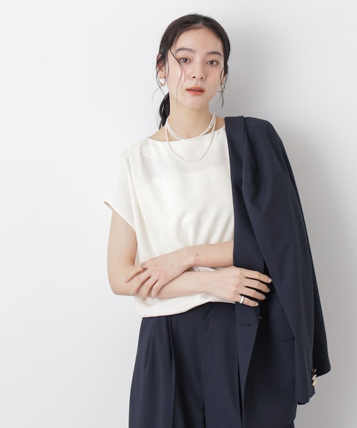 DressT／ボートネックタックコクーンブラウス