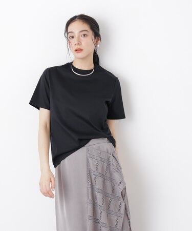 DressT／シルケットスムースモックネックTシャツ