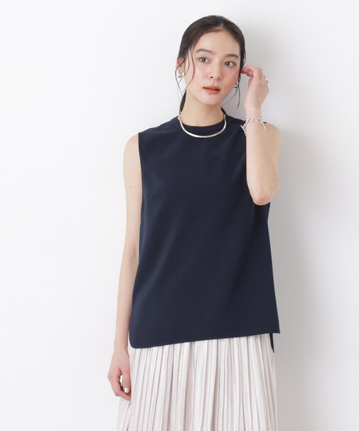 DressT／スタンドカラーノースリーブブラウス