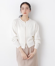 リネン混テープヤーンジップニットカーディガン