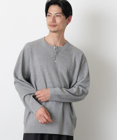 テクスチャーヘンリーネックニット