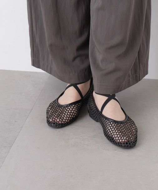 ストラップメッシュバレエシューズ