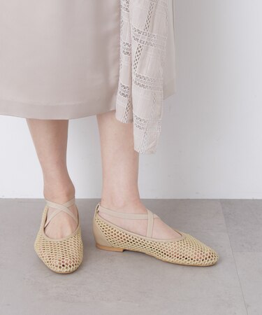 ストラップメッシュバレエシューズ