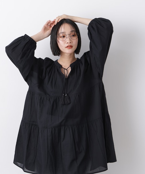 made in INDIA ティアードチュニックブラウス