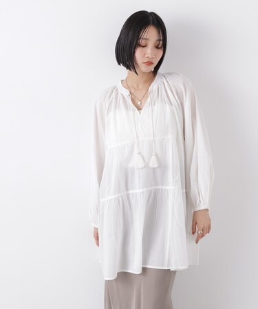 made in INDIA ティアードチュニックブラウス