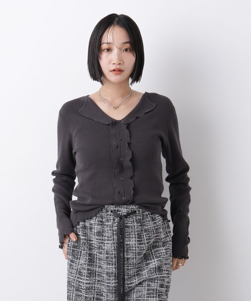 フロントフリルニットトップス