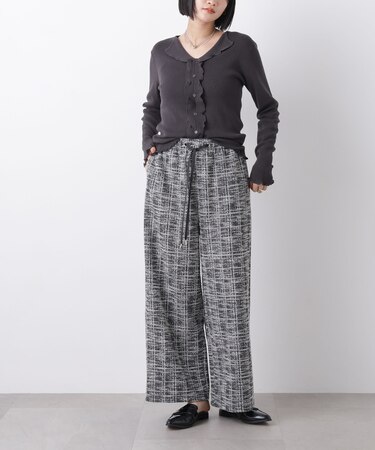 カットツイードドロストワイドパンツ(セットアップ可)