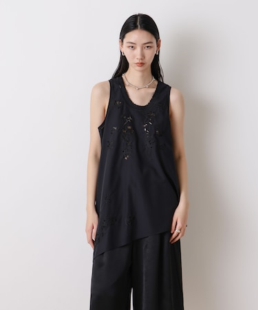 「STEVELOUR」フラワー刺繍アシメタンクトップ