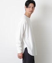 ミニワッフルクルーネックTシャツ 長袖