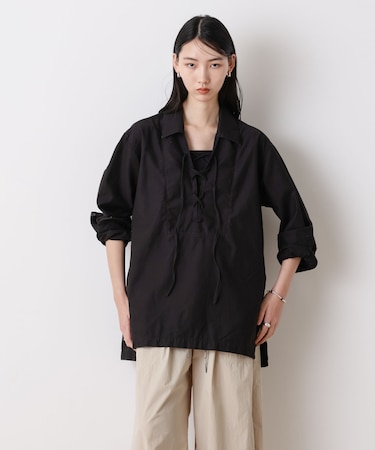 「STEVELOUR」コットンレースアップチュニックシャツ