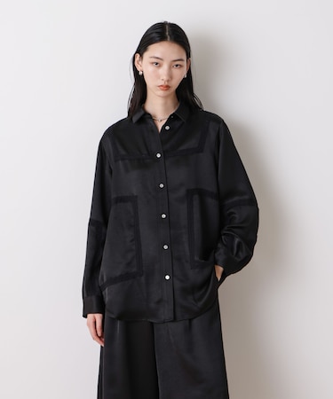 「STEVELOUR」サテンレーストリミングブラウス(セットアップ可)
