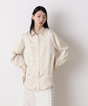 「STEVELOUR」サテンレーストリミングブラウス(セットアップ可)