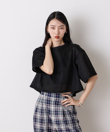「STEVELOUR」シアーメッシュショートトップス(セットアップ可)