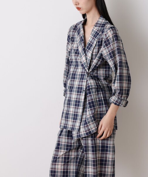 「STEVELOUR」オーガンチェックジャケット(セットアップ可)