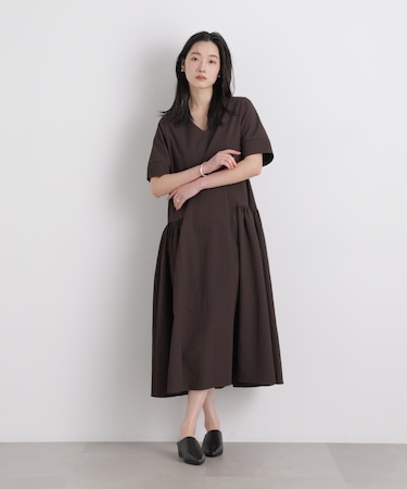 ギャザーティアードサッカーワンピース