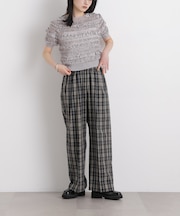 チェックイージーワイドパンツ
