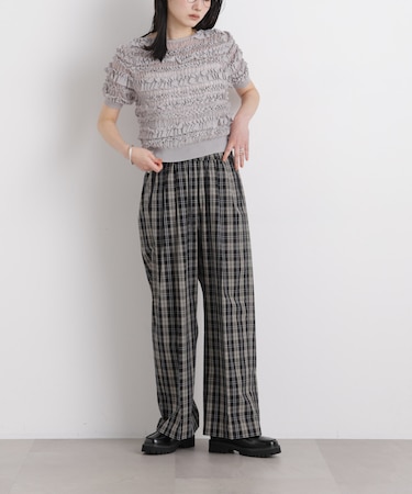 チェックイージーワイドパンツ