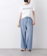 ウエストドロストワイドデニムパンツ
