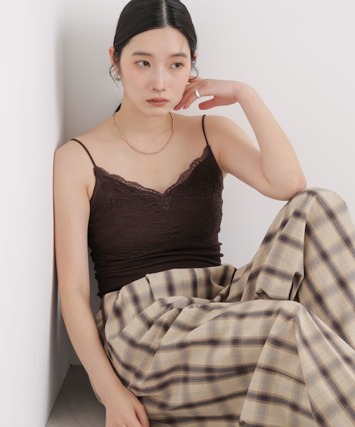 レースジャガードカップ付きキャミソール
