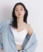 レースジャガードカップ取り外しクロップドキャミソール