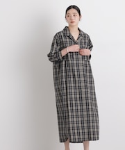 チェックポケットワイドシャツワンピース