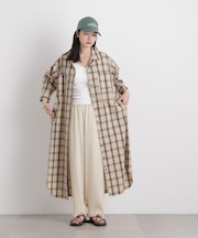 チェックポケットワイドシャツワンピース