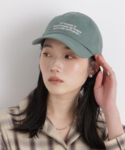 刺繍入りリネン混キャップ