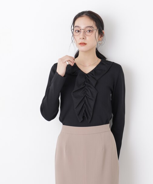 7function フロントフリル総針ニット