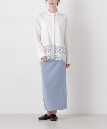 洗濯機洗可ストレートラインニットスカート(セットアップ可)