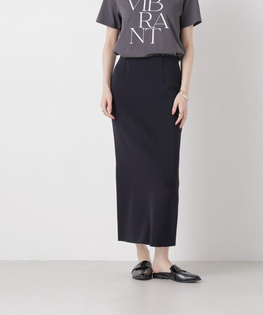 洗濯機洗可ストレートラインニットスカート(セットアップ可)