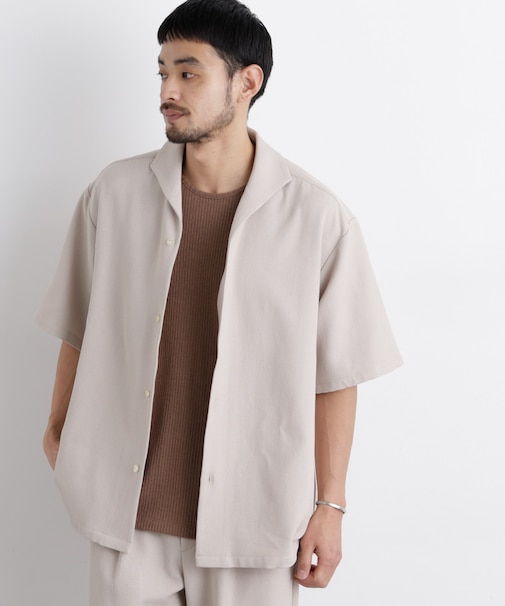 「Meaningful Continuity」coveross(R) EOS ポリエステルブッチャーイタリアンカラーシャツ