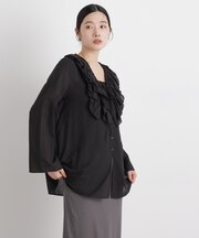 コットンシフォンフリルブラウス