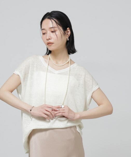 European Flax 2wayフレンチスリーブニット